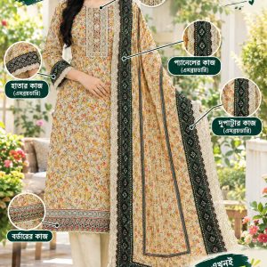 Unstitch Printed with Embrodyre 3 Pics (D. No-517-D)